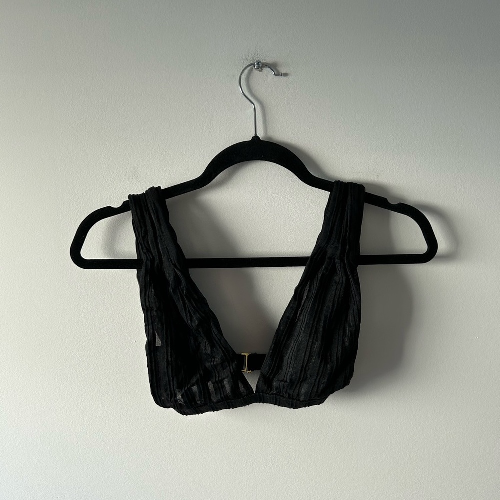 Sara Cristina black textured bikini top